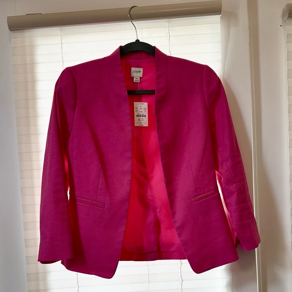 NWT- J. Crew Pink Blazer Vibrant Open Front Jacket